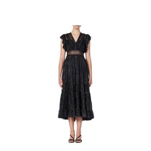 Sandro - Long Lurex Silk Dress (Black)